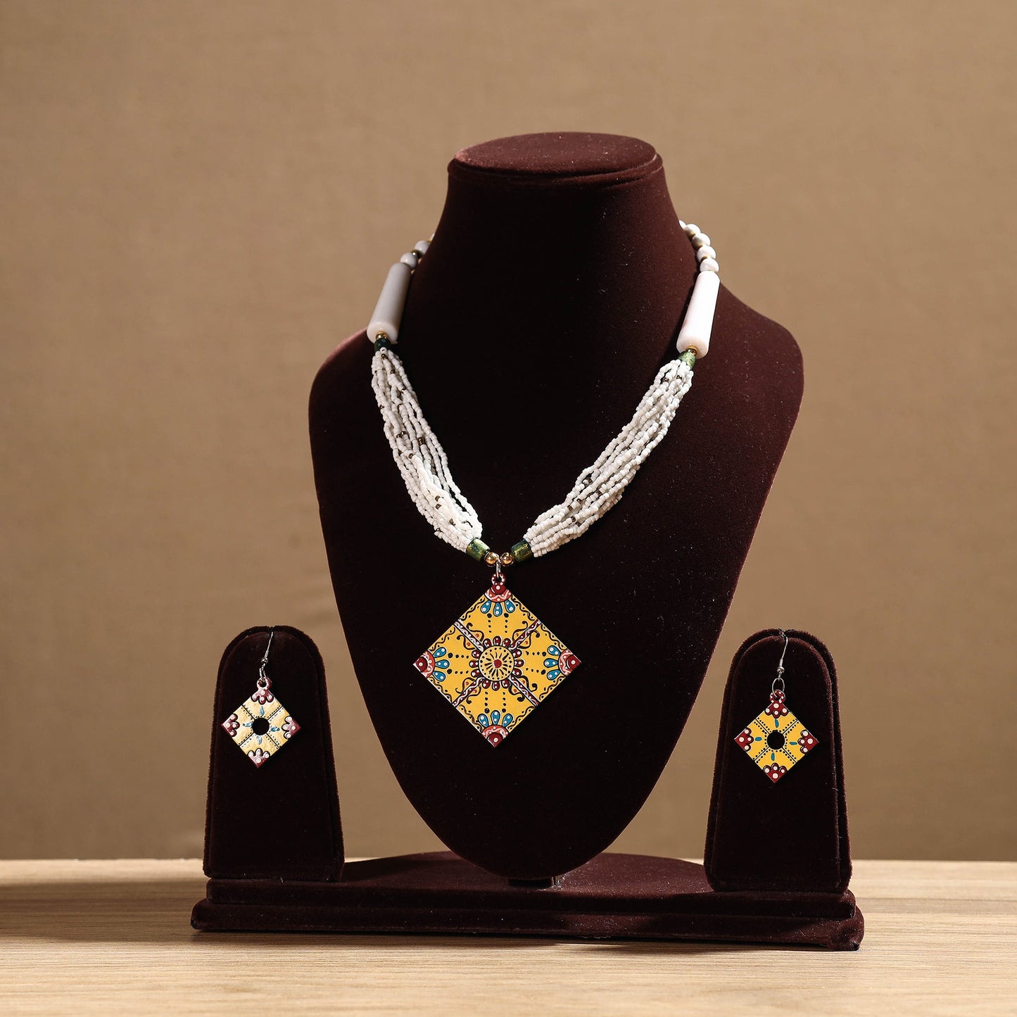 Tikuli Art Handpainted Wooden Necklace Set Online at iTokri.com