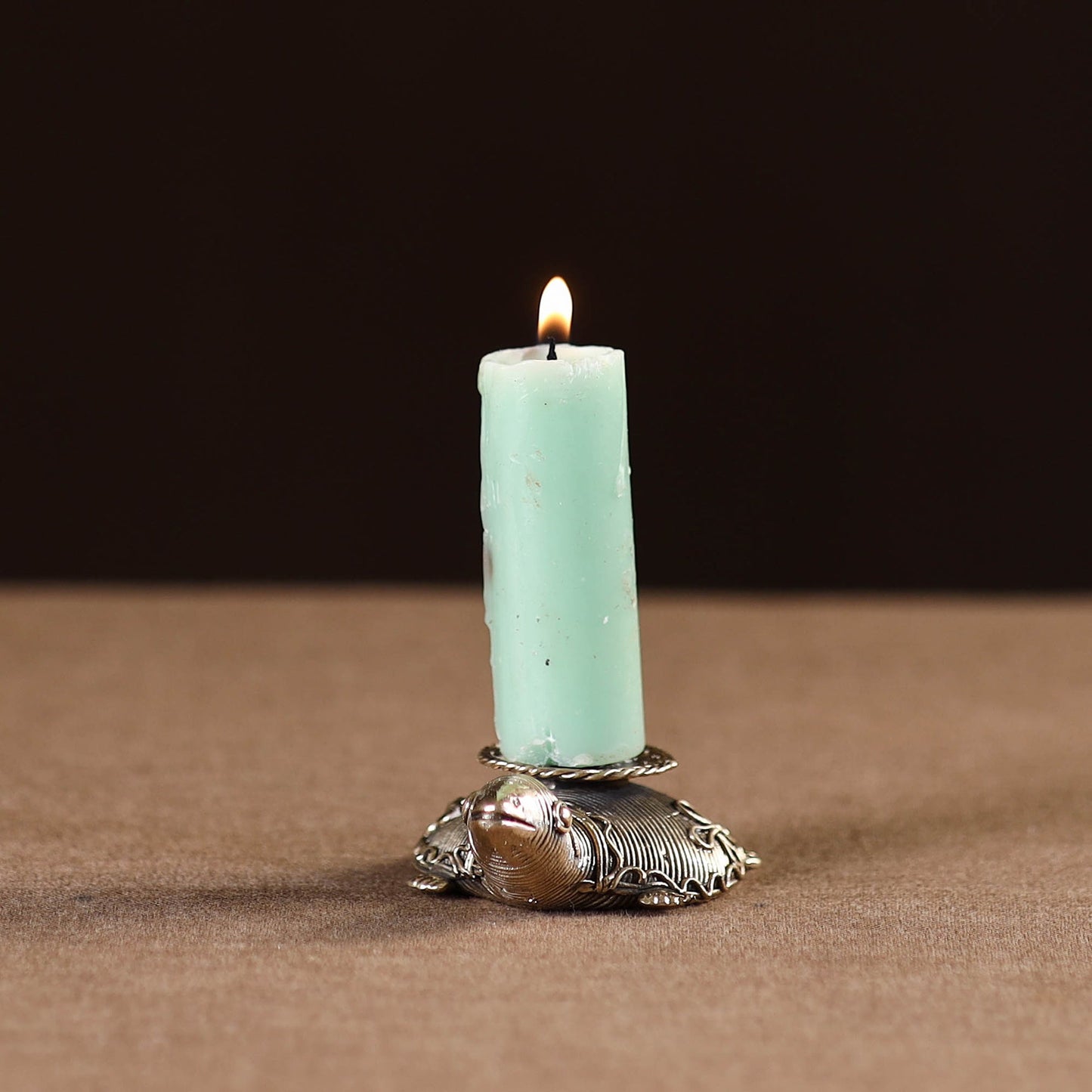 Tortoise - tribal odisha dokra handmade candle stand 12