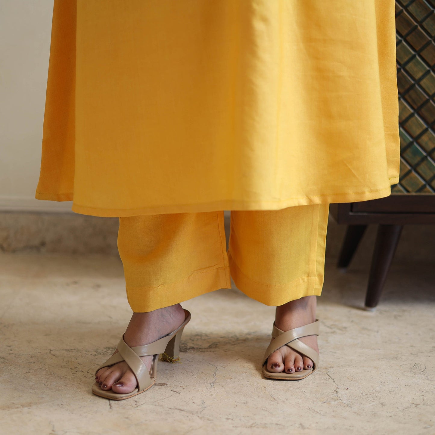 Tussar Silk Cotton Handloom Plain Kurta Set