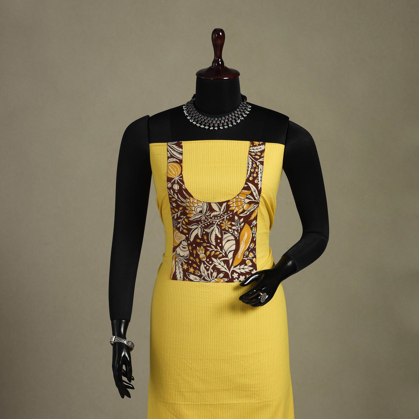 Yellow Unstitched Plain Cotton Kurta Material