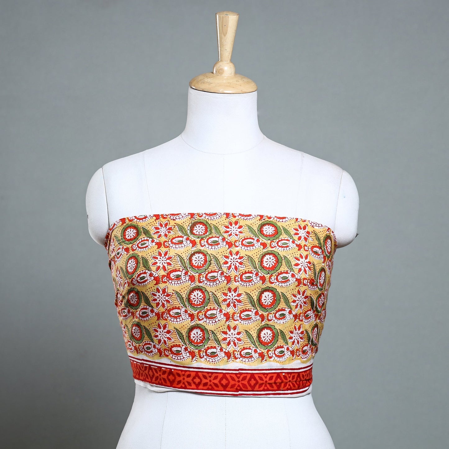 Buy Zardozi Hand Embroidered Sanganeri Cotton Blouse Piece