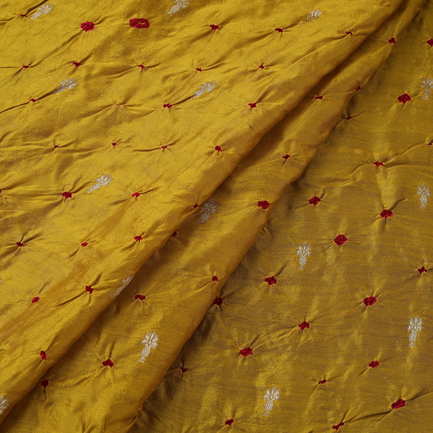 Zari buti silk tie-dye bandhani fabric 12 - handcrafted