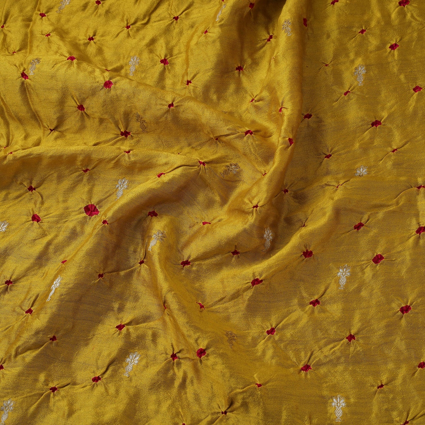 Zari buti silk tie-dye bandhani fabric 12 - handcrafted