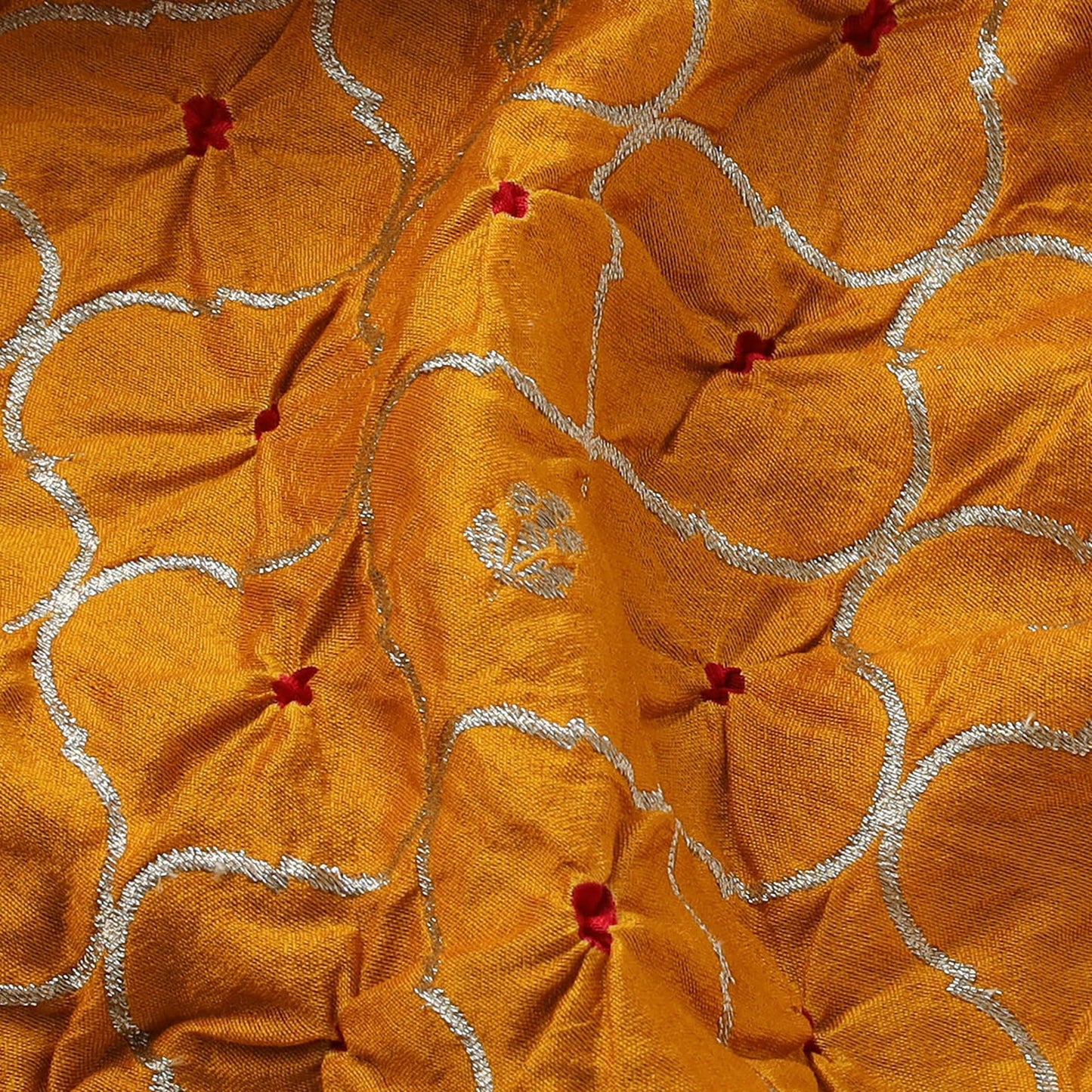 Zari work silk tie-dye bandhani fabric 38 - handcrafted