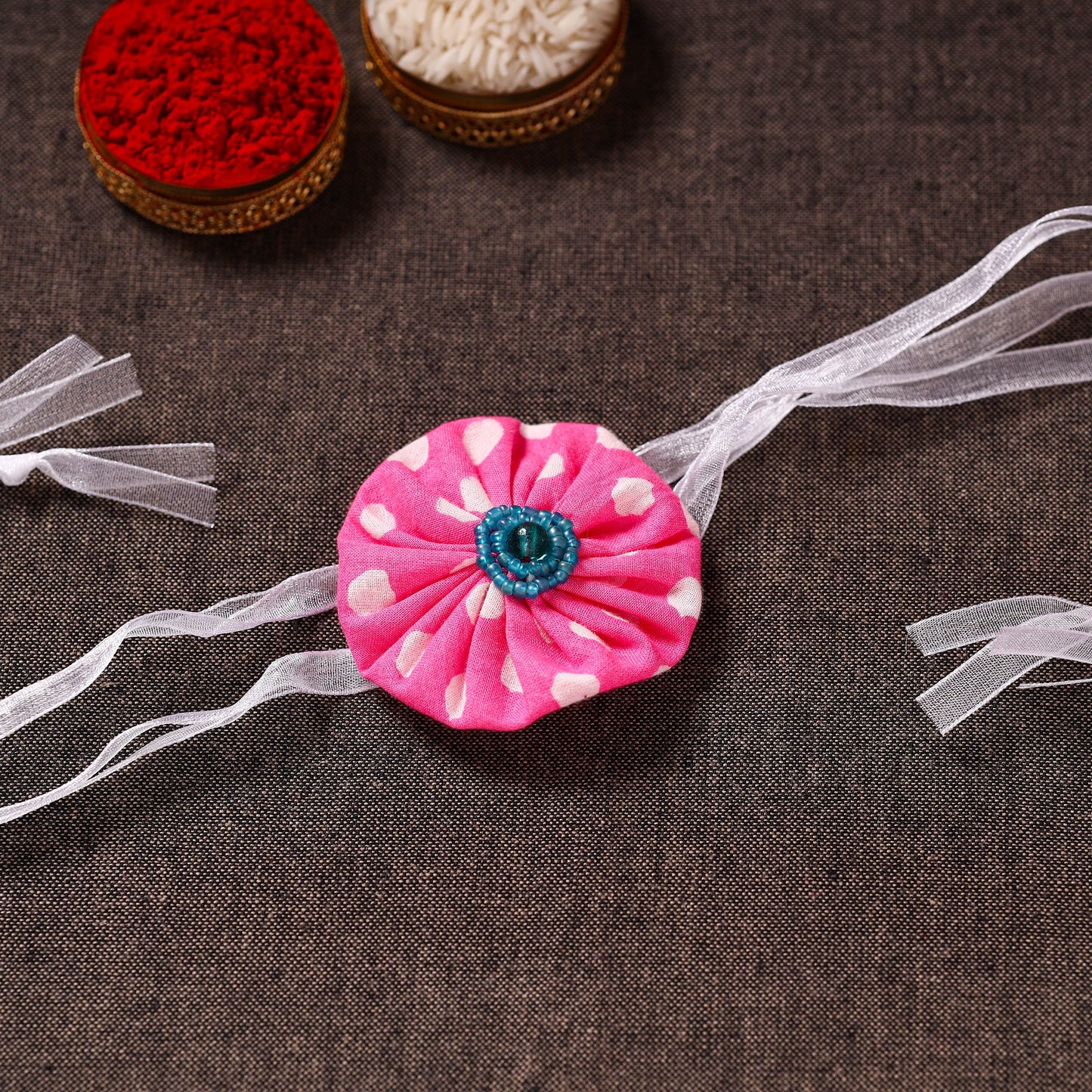 Yo Yo Flower - Handmade Blue Mango Rakhi