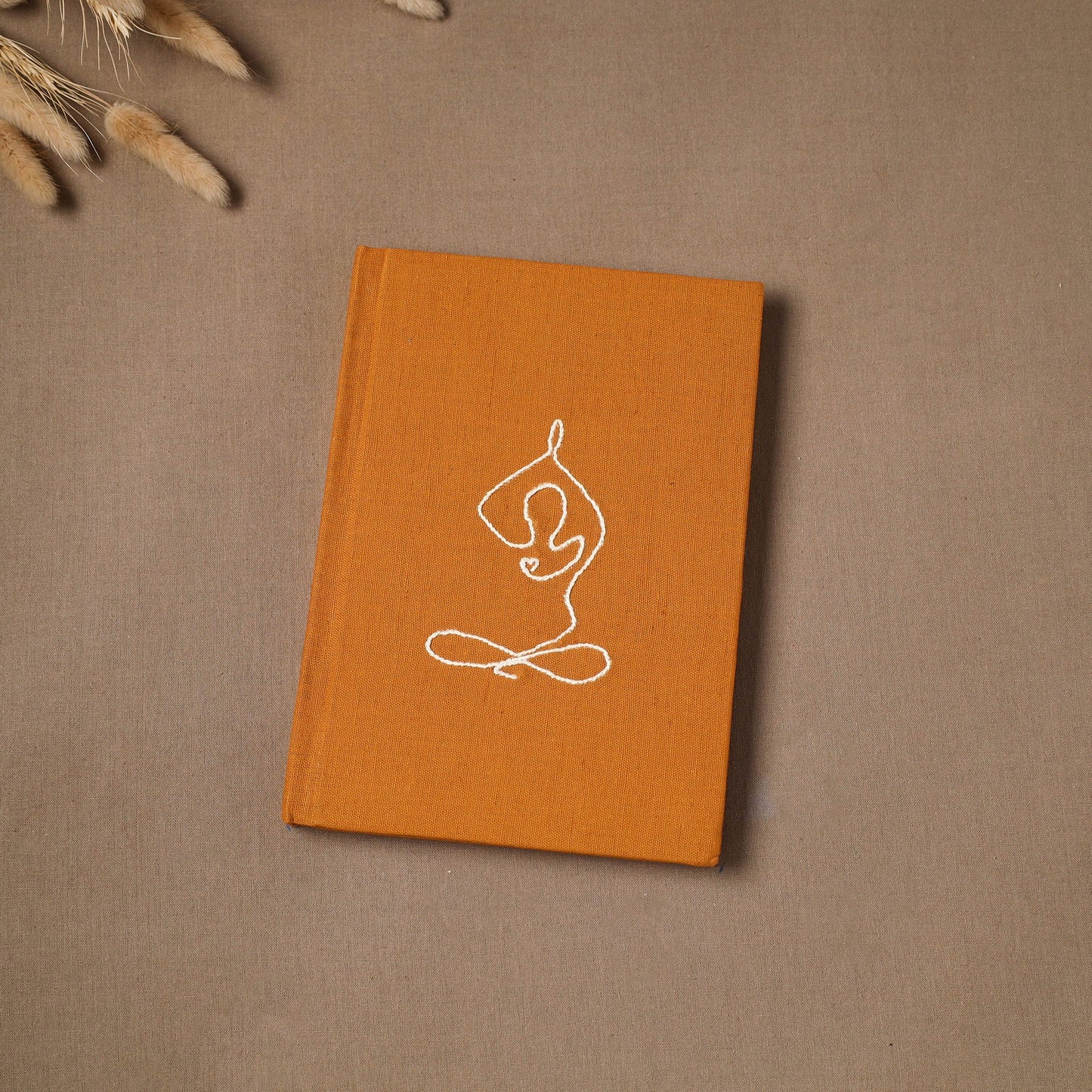 Yoga hand embroidered fabric cover handmade paper journal