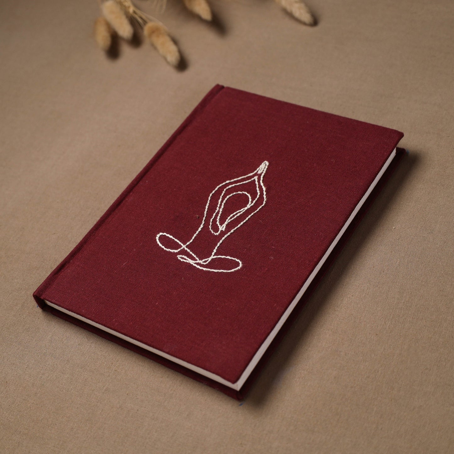 Yoga hand embroidered fabric cover handmade paper journal