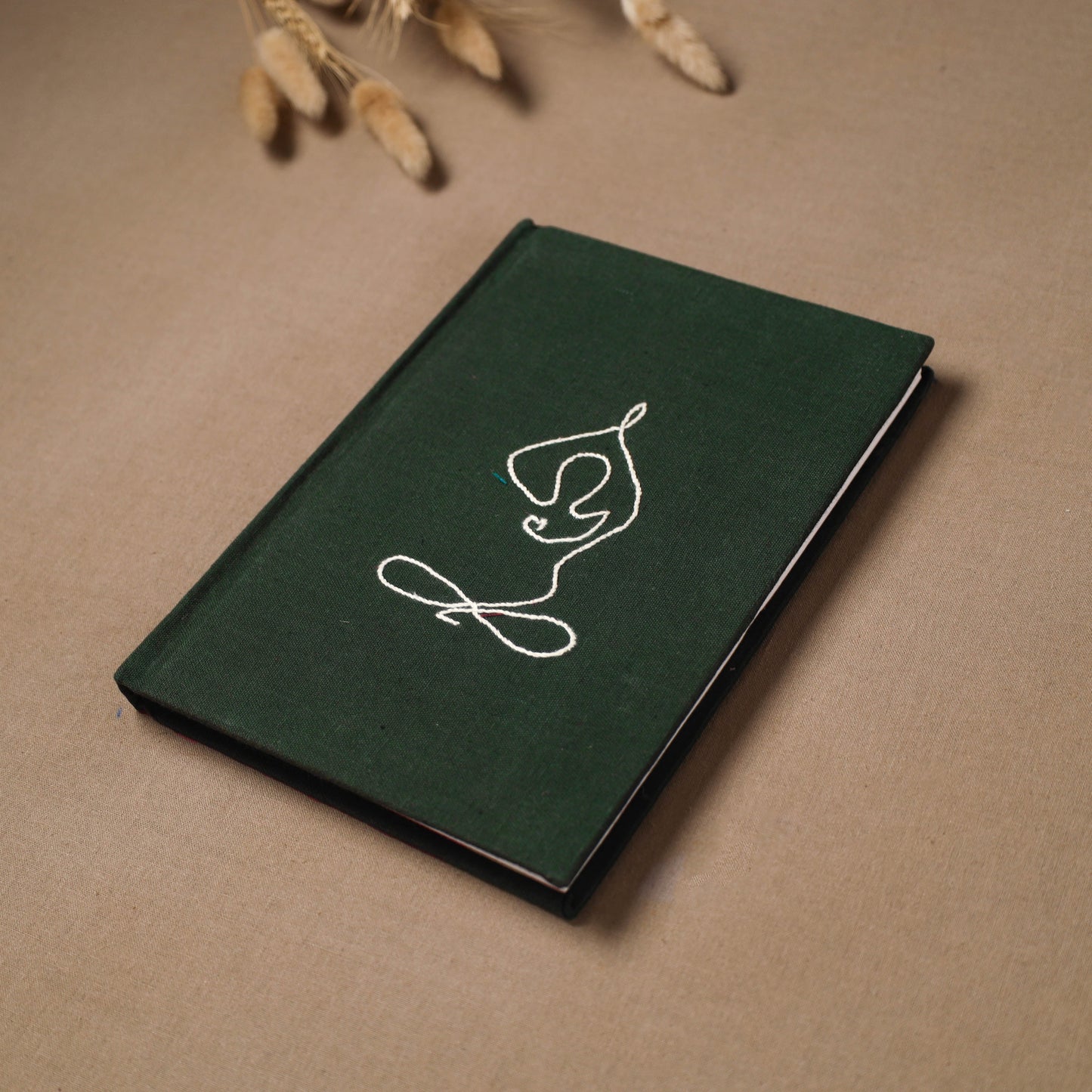 Yoga hand embroidered fabric cover handmade paper journal