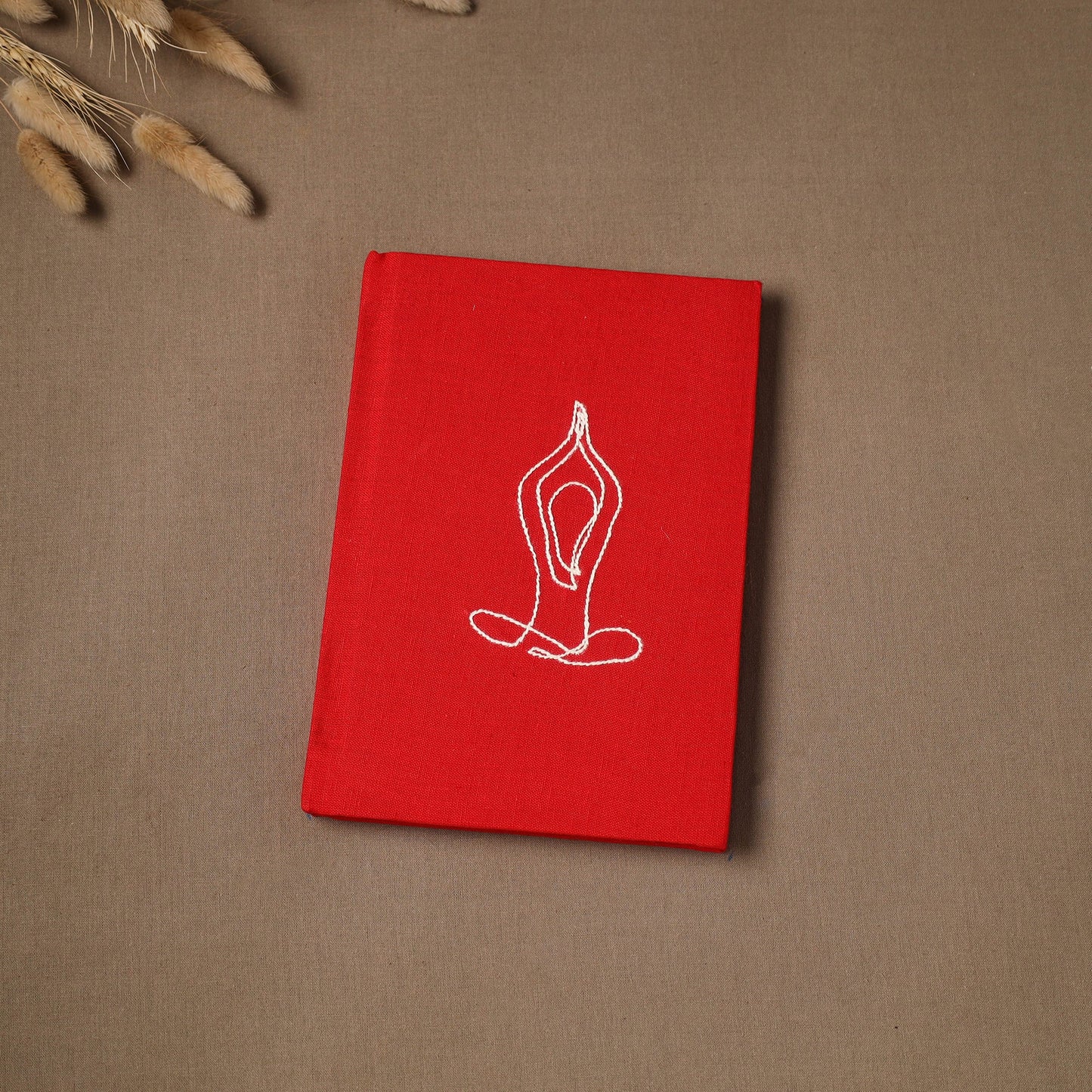 Yoga hand embroidered fabric cover handmade paper journal