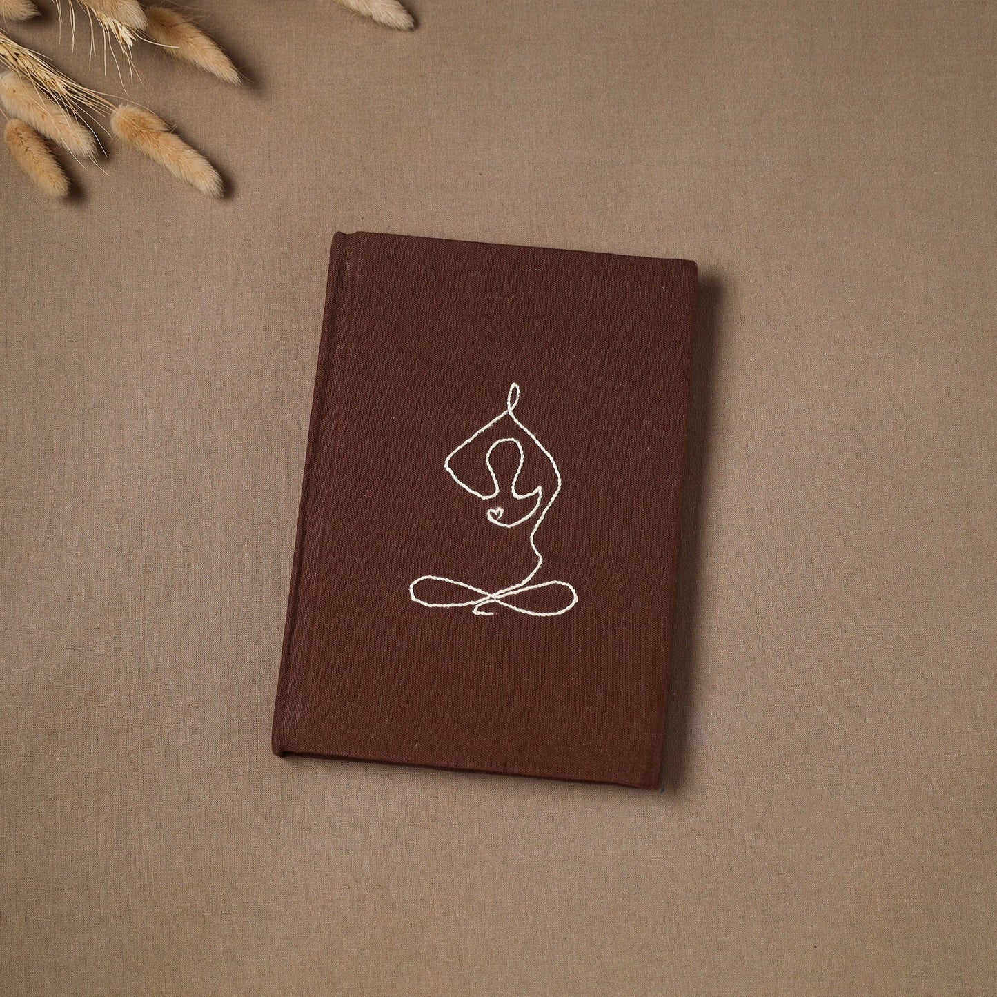 Yoga hand embroidered fabric cover handmade paper journal