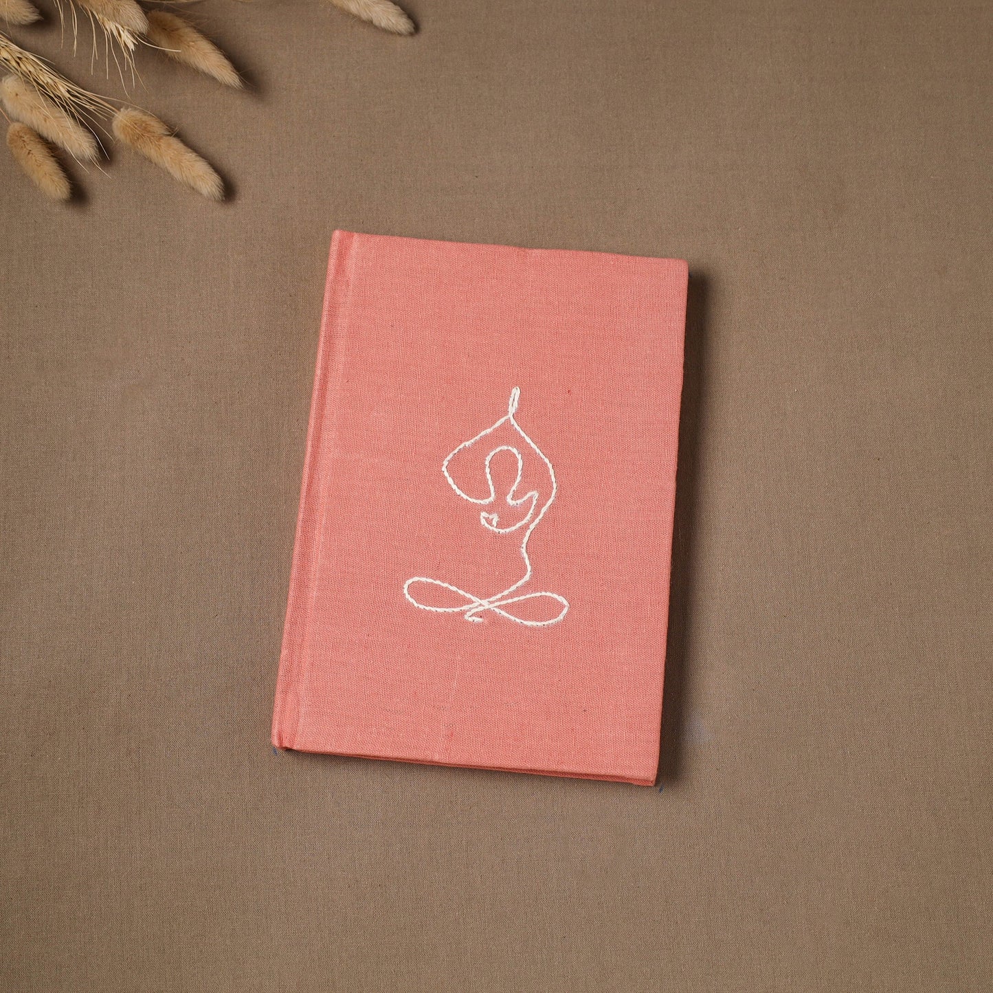 Yoga hand embroidered fabric cover handmade paper journal