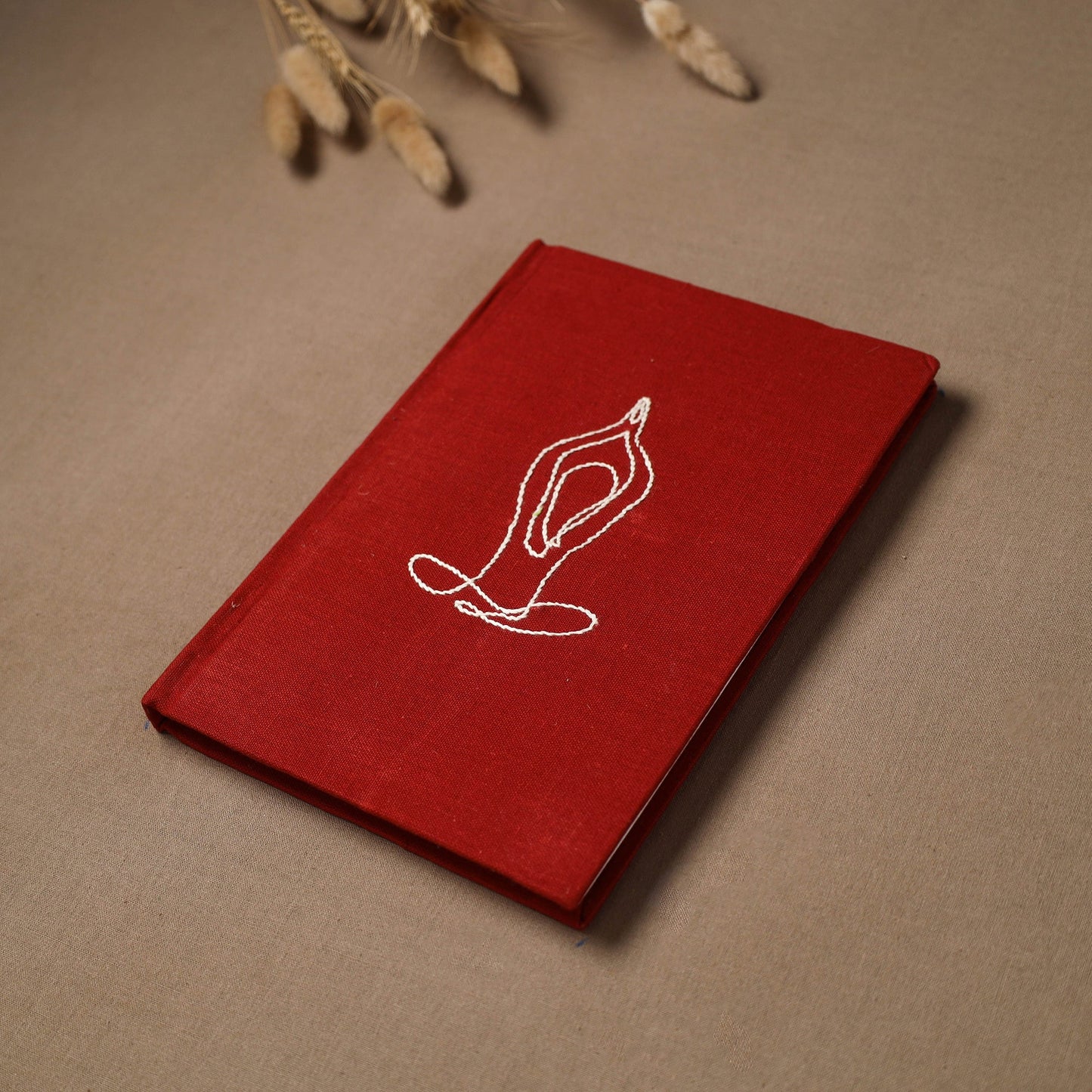 Yoga hand embroidered fabric cover handmade paper journal