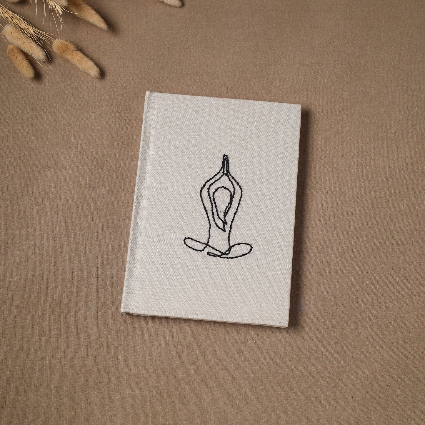 Yoga hand embroidered fabric cover handmade paper journal