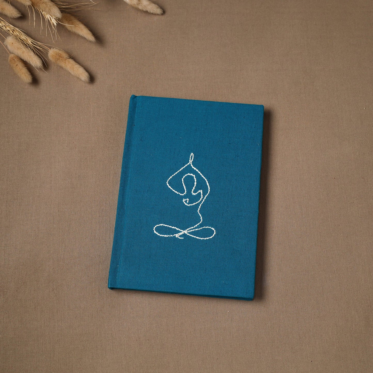 Yoga hand embroidered fabric cover handmade paper journal
