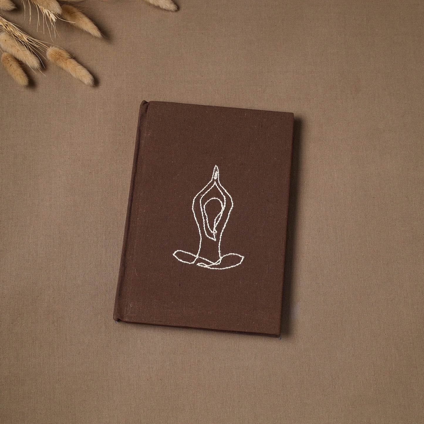 Yoga hand embroidered fabric cover handmade paper journal