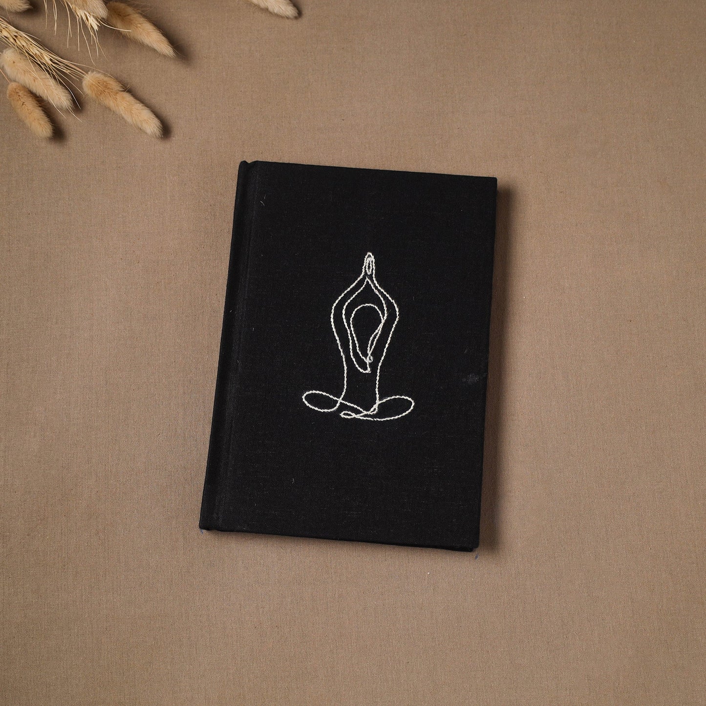 Yoga hand embroidered fabric cover handmade paper journal