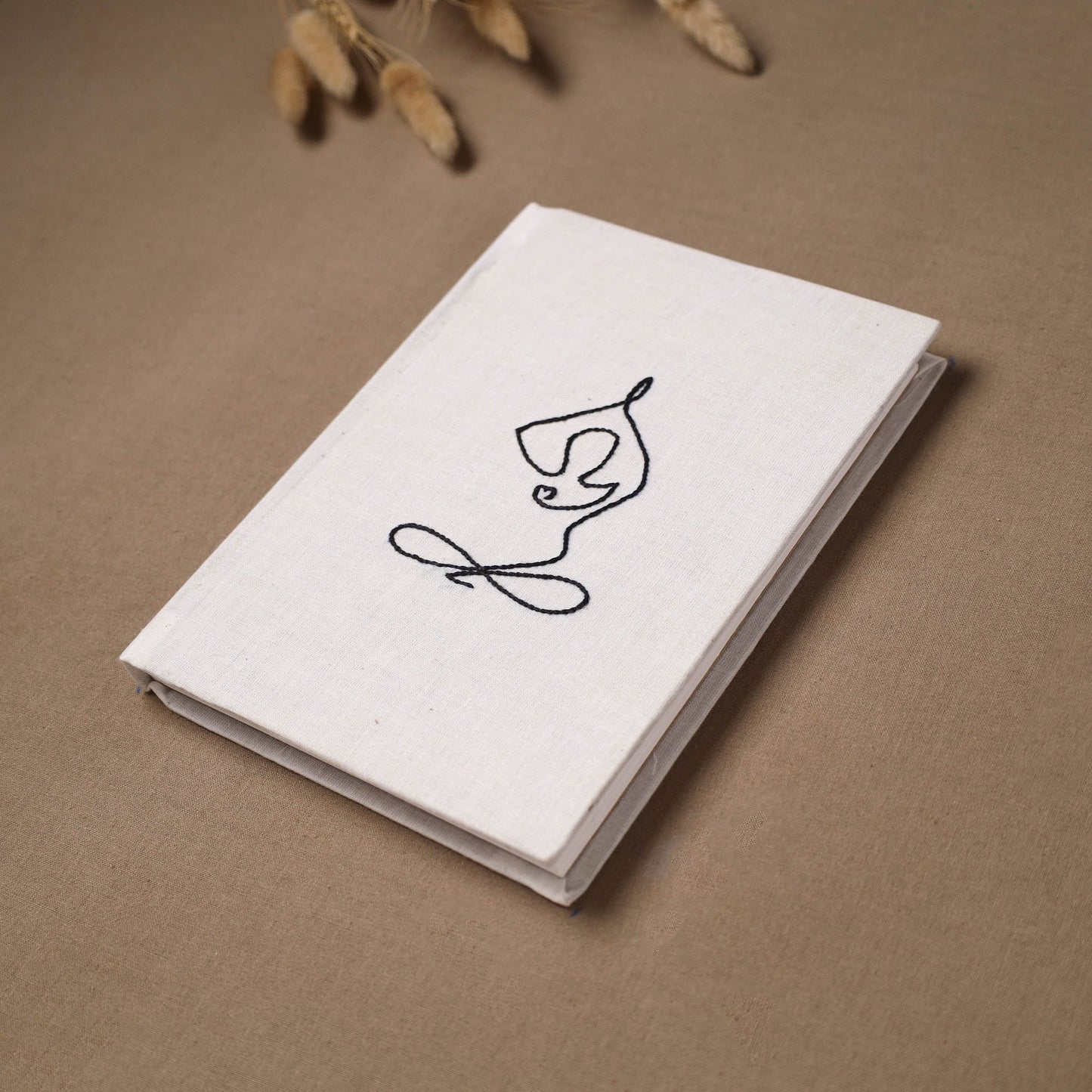 Yoga hand embroidered fabric cover handmade paper journal