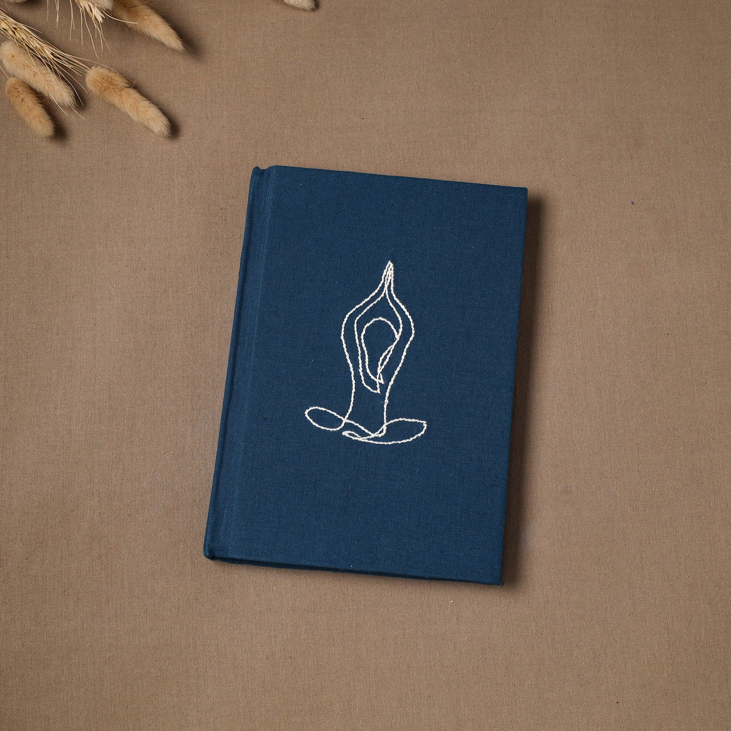 Yoga hand embroidered fabric cover handmade paper journal