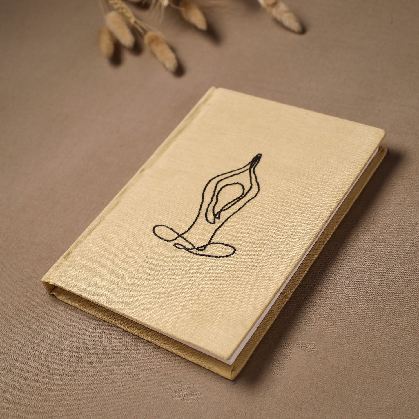 Yoga hand embroidered fabric cover handmade paper journal