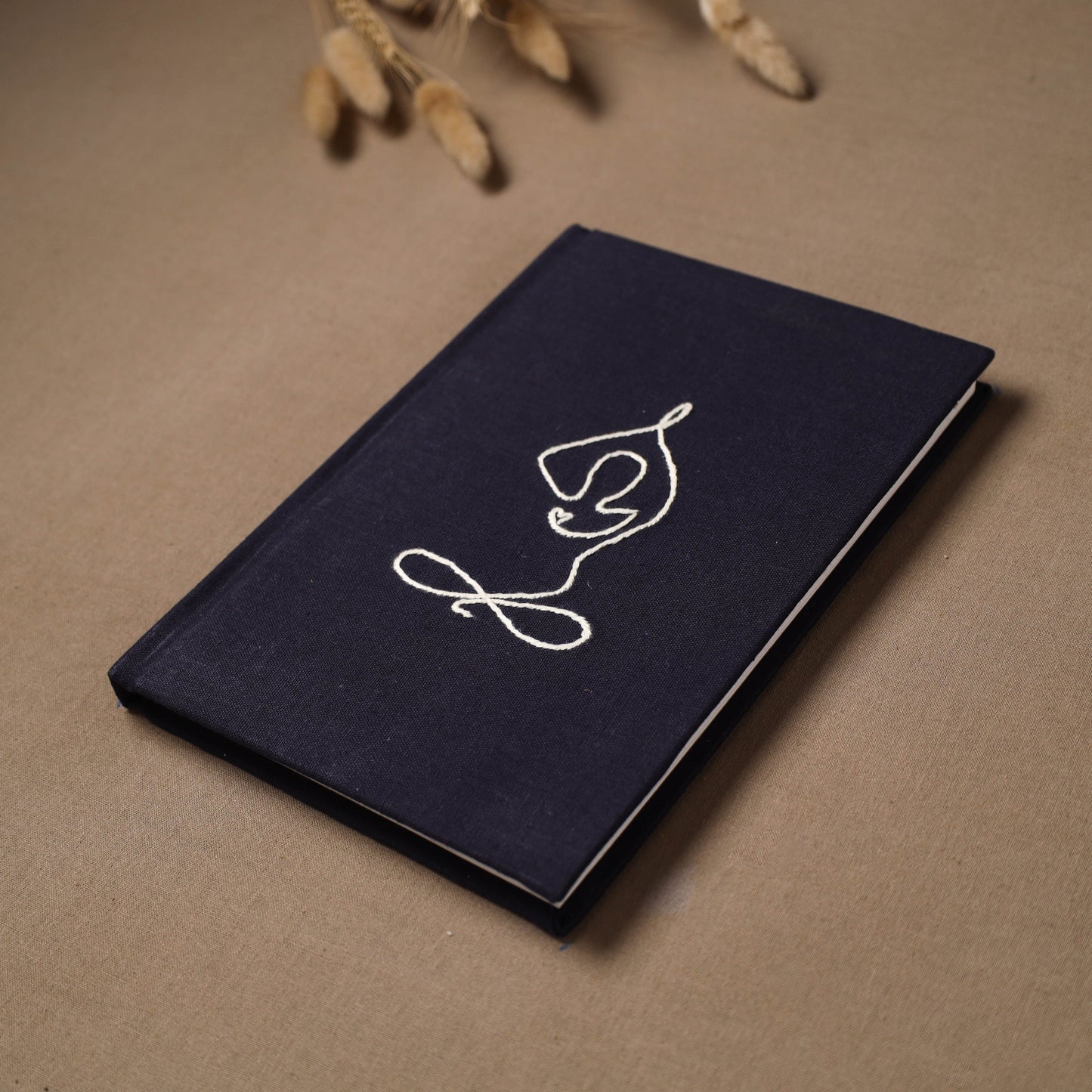 Yoga hand embroidered fabric cover handmade paper journal