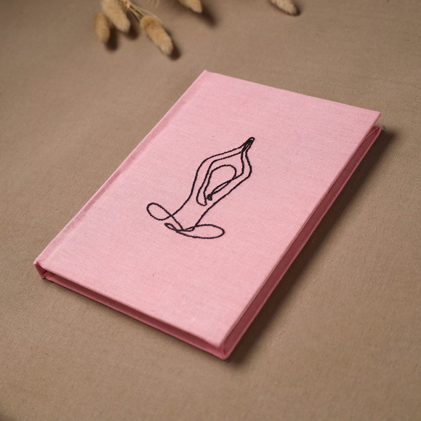 Yoga hand embroidered fabric cover handmade paper journal