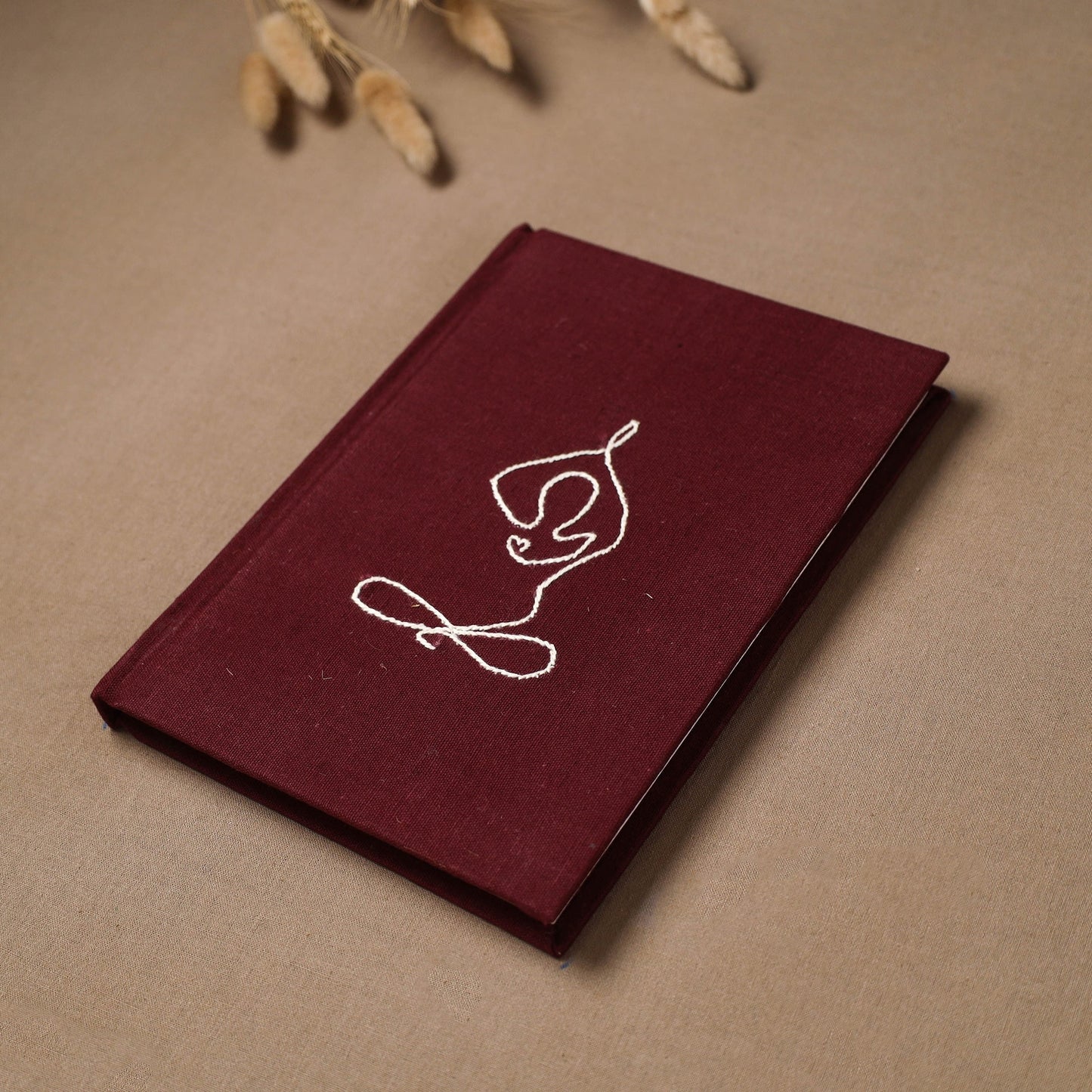 Yoga hand embroidered fabric cover handmade paper journal
