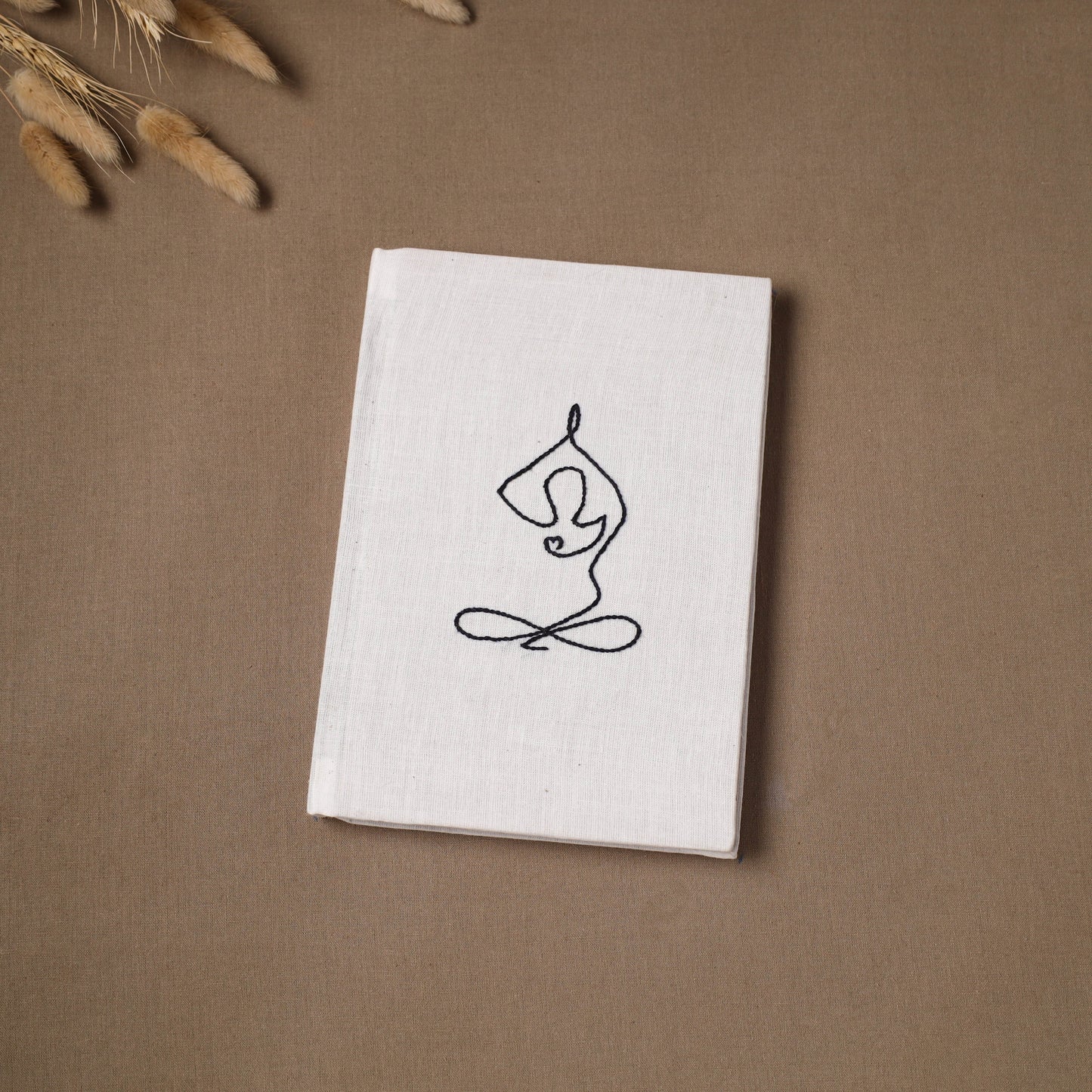 Yoga hand embroidered fabric cover handmade paper journal