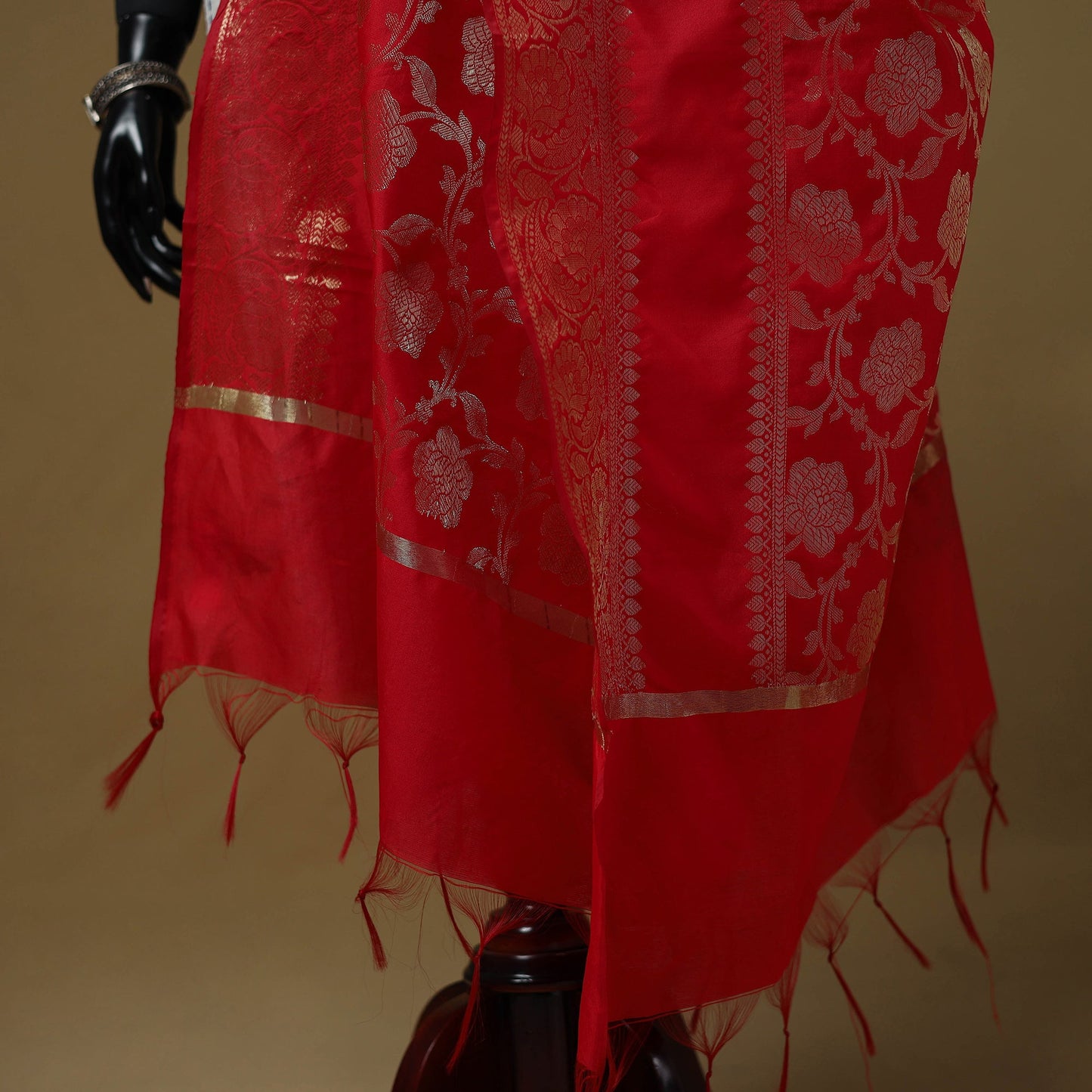 Zari work silk banarasi dupatta 01 - handcrafted