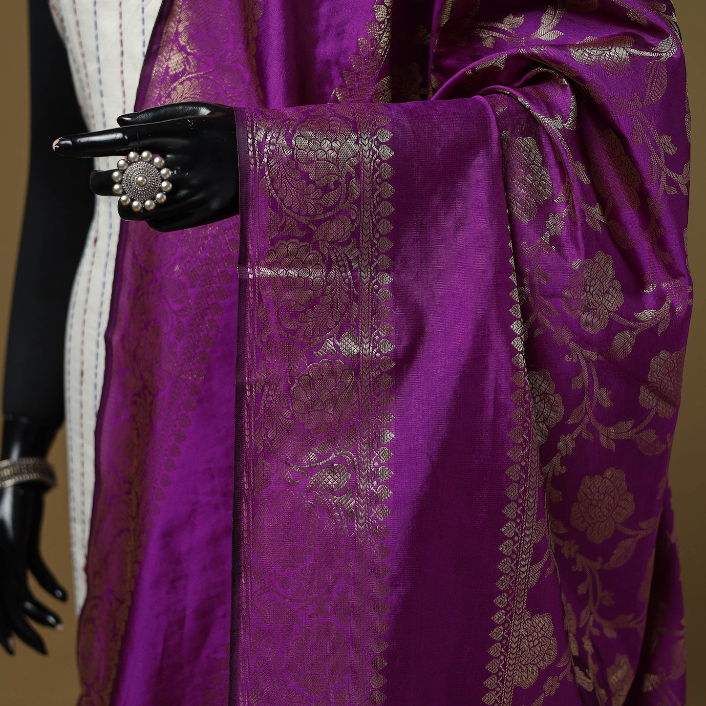 Zari work silk banarasi dupatta 05 - handcrafted