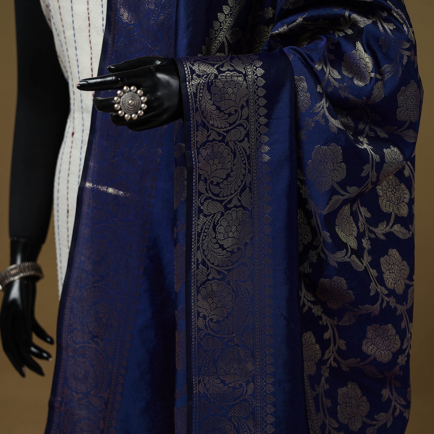 Zari work silk banarasi dupatta 06 - handcrafted