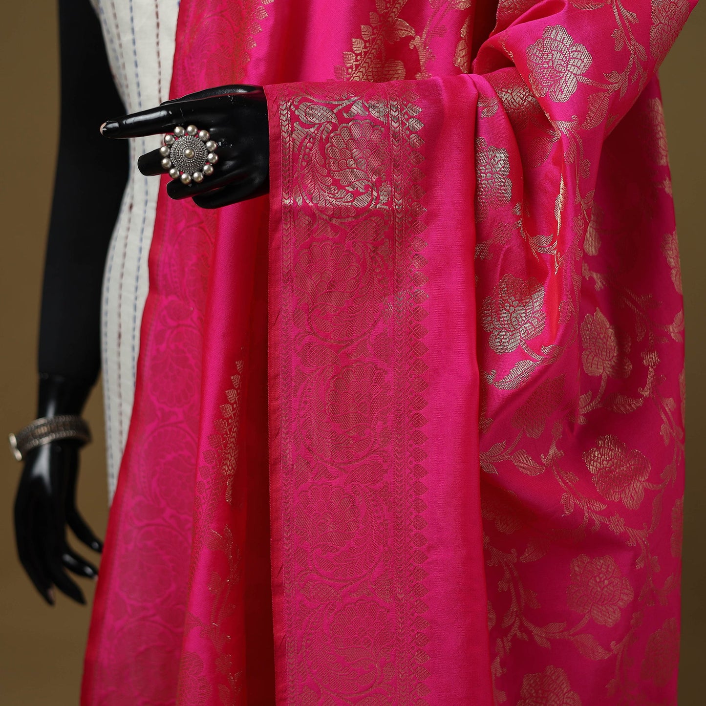 Zari work silk banarasi dupatta 09 - handcrafted