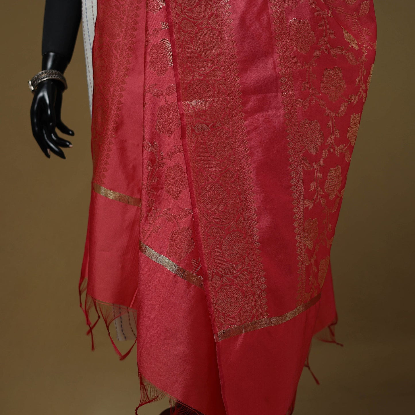 Zari work silk banarasi dupatta 11 - handcrafted