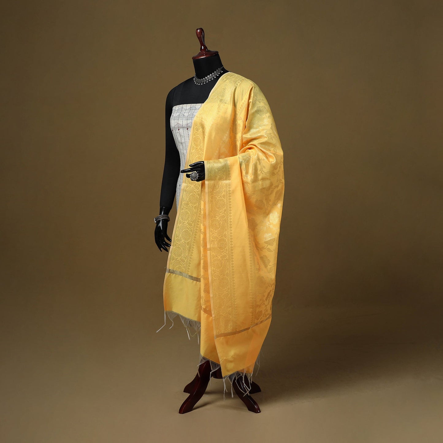 Zari work silk banarasi dupatta 12 - handcrafted
