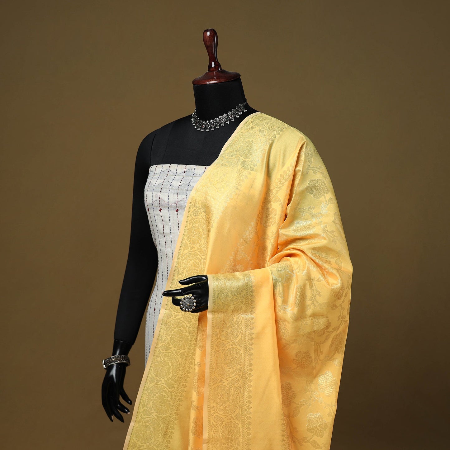 Zari work silk banarasi dupatta 12 - handcrafted