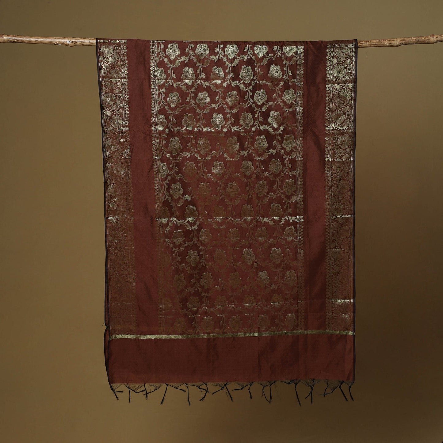 Zari work silk banarasi dupatta 13 - handcrafted