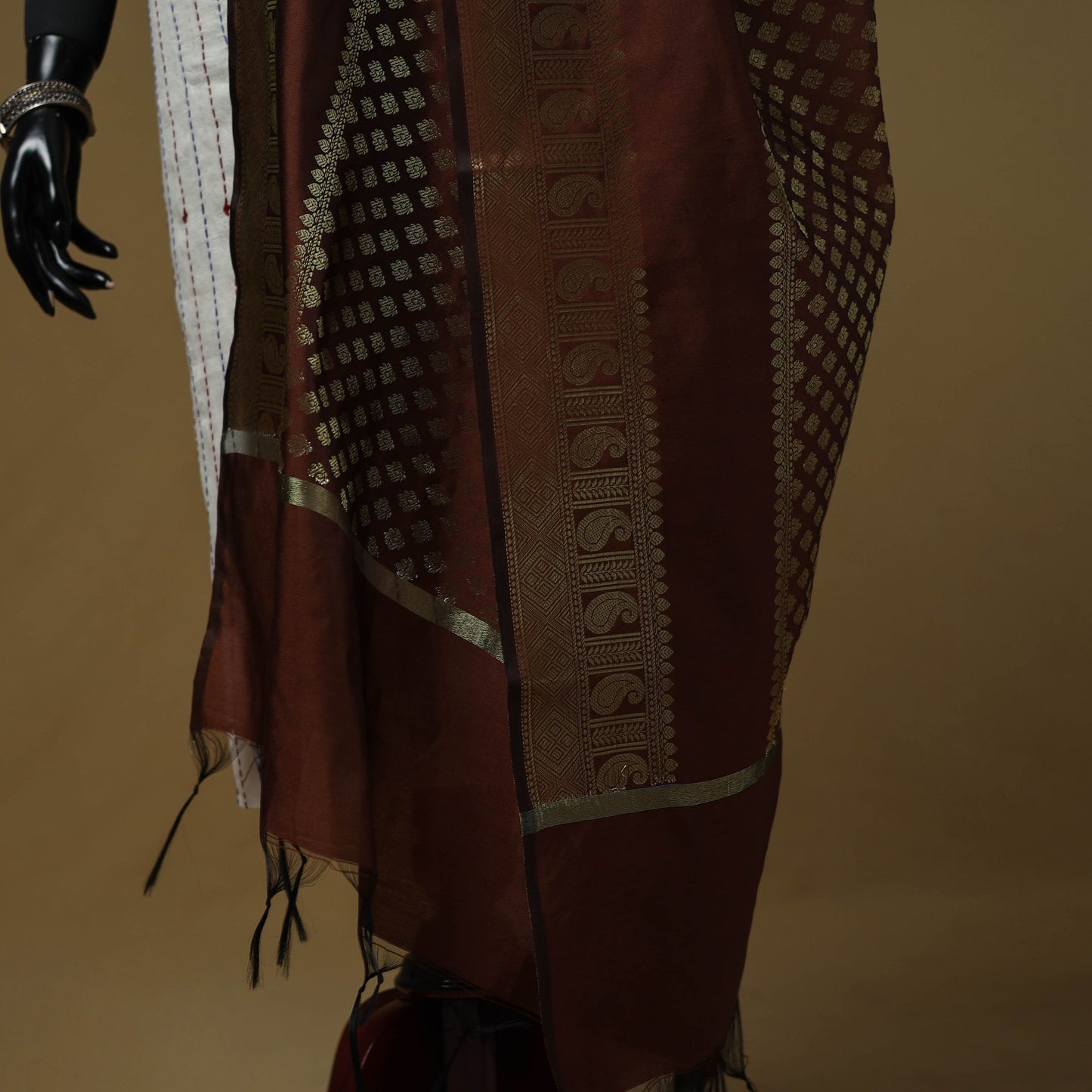 Zari work silk banarasi dupatta 19 - handcrafted