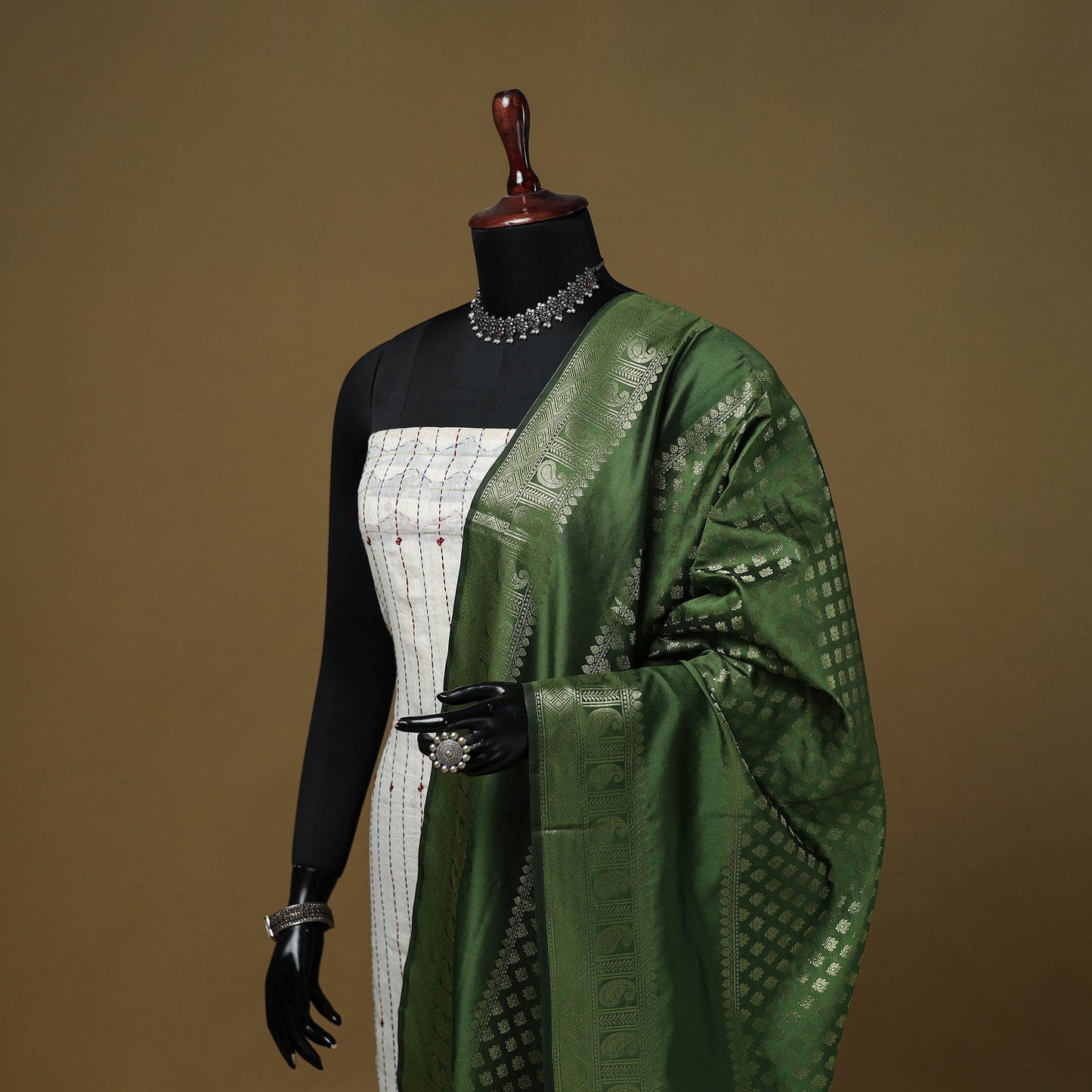 Zari work silk banarasi dupatta 20 - handcrafted