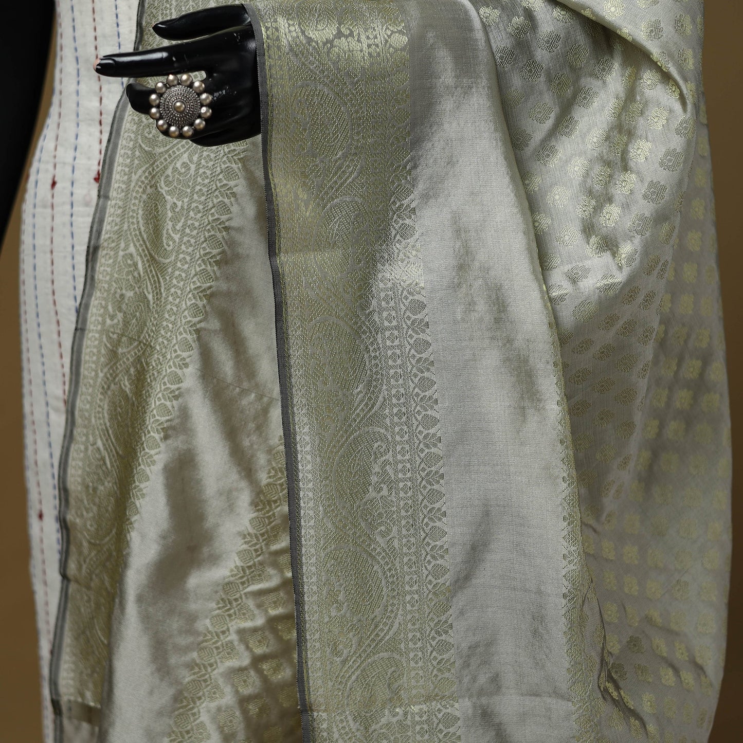 Zari work silk banarasi dupatta 21 - handcrafted