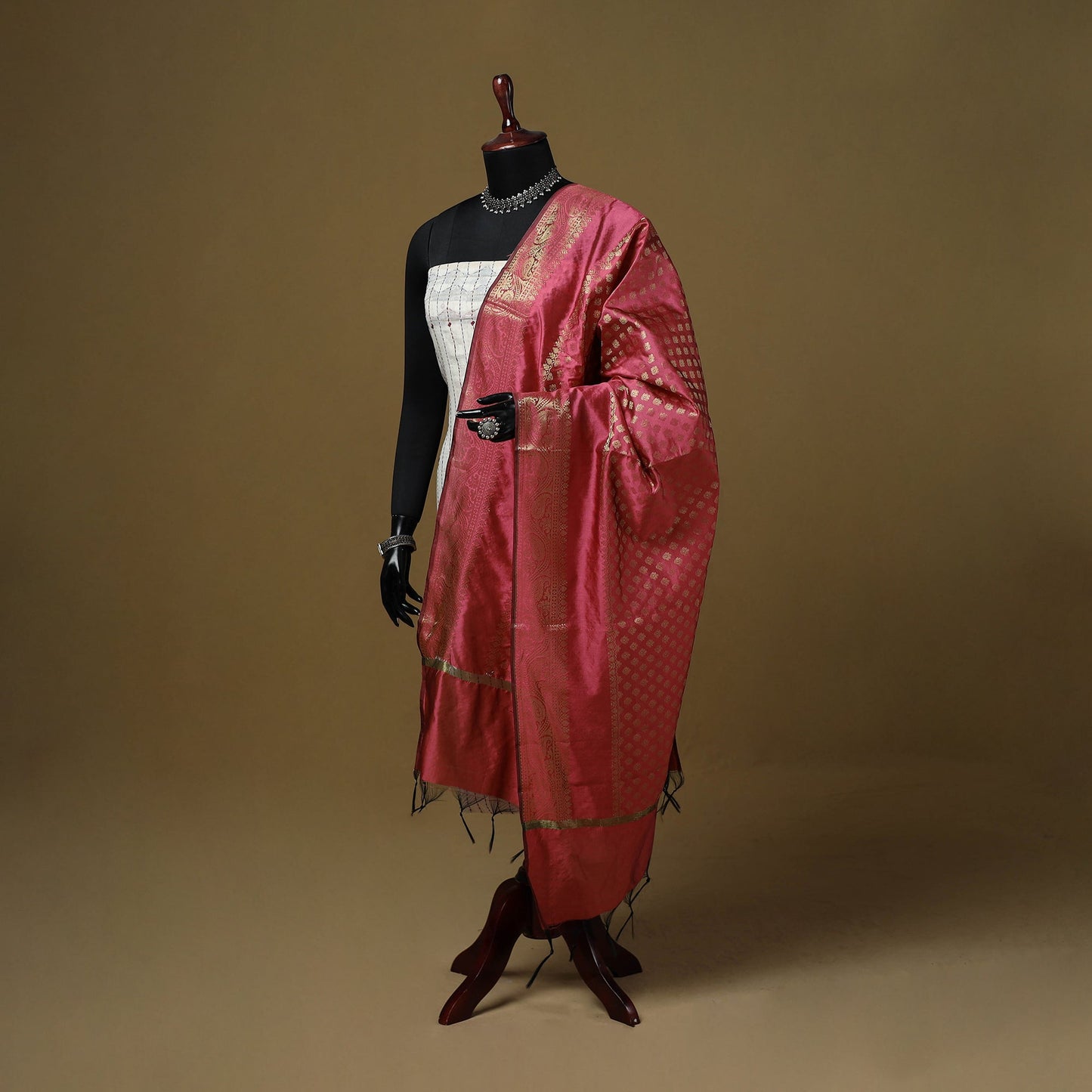 Zari work silk banarasi dupatta 24 - handcrafted