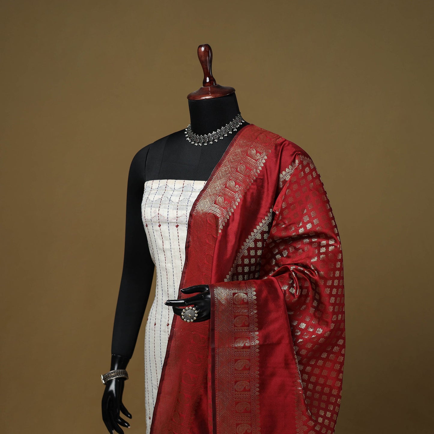 Zari work silk banarasi dupatta 28 - handcrafted