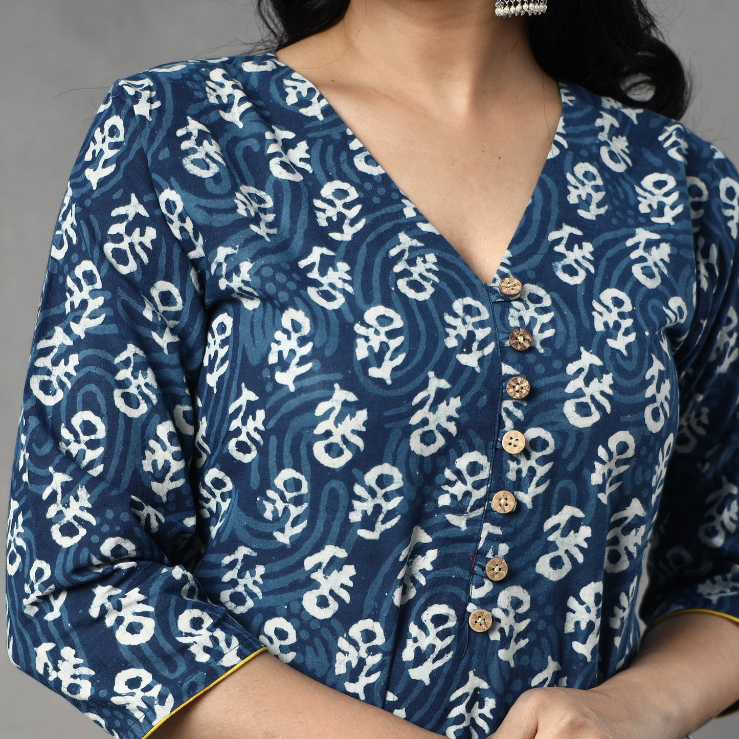 Buy Indigo Block Printed Cotton Kurta with Palazzo & Dupatta Set Online at iTokri.com