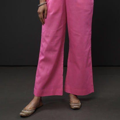 Millennial Pink Kota Doria Pure Silk Kurta with Palazzo & Dupatta Set