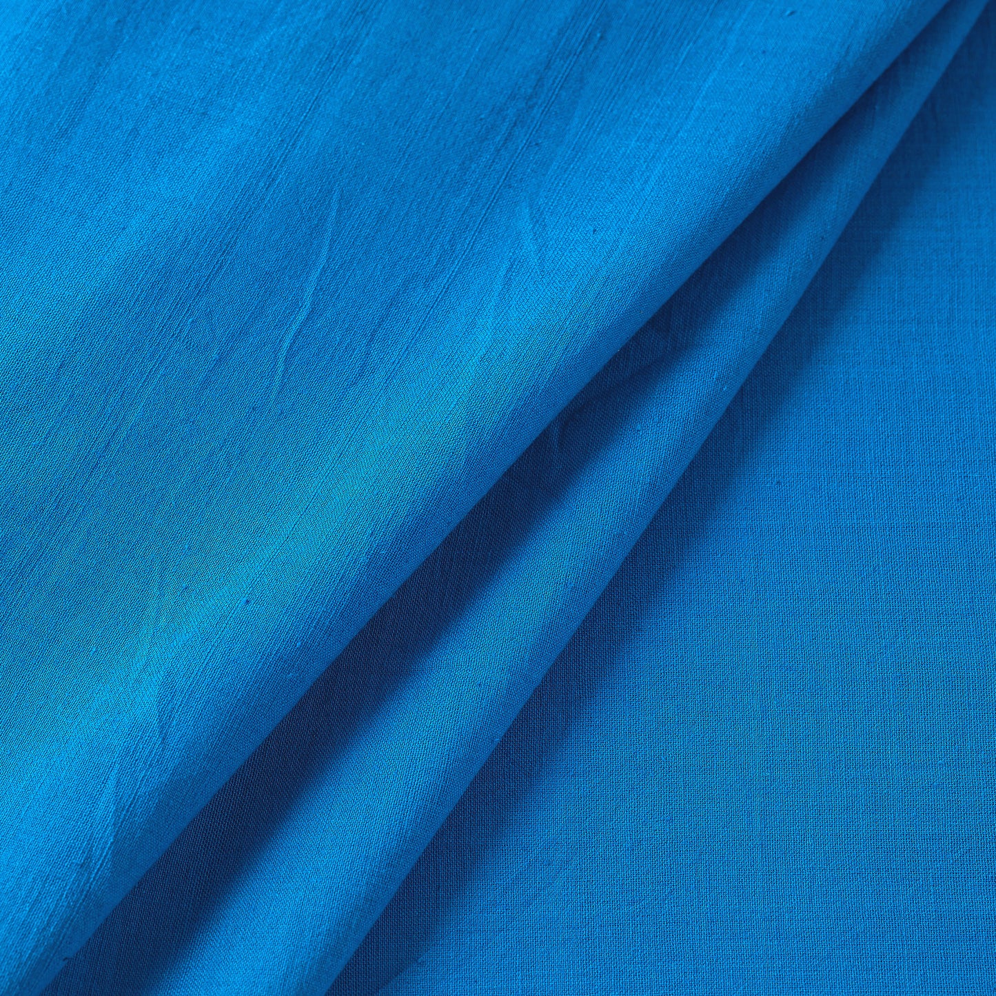 Blue - Bodoweaves Plain Cotton Handloom Fabric