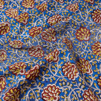 Blue - Jahota Hand Block Printed Pure Cotton Natural Dyed Fabric