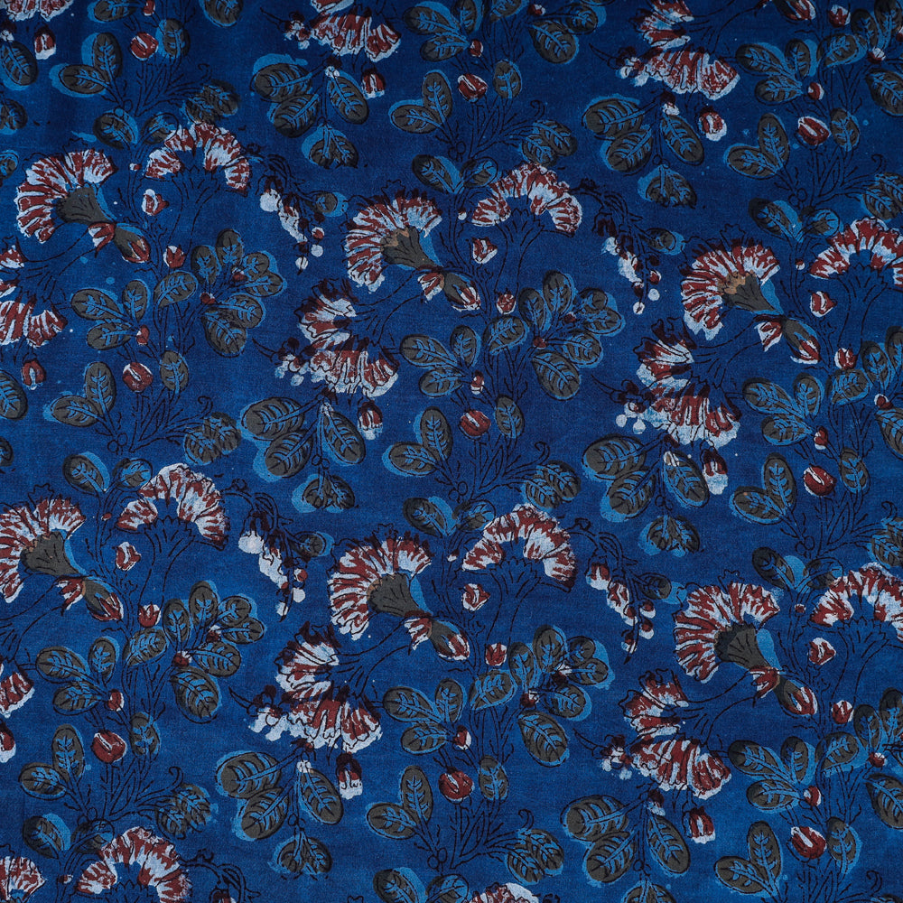 Blue - Jahota Hand Block Printed Pure Cotton Natural Dyed Fabric