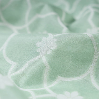 Green - Pure Banarasi Handwoven Cutwork Buti Cotton Fabric