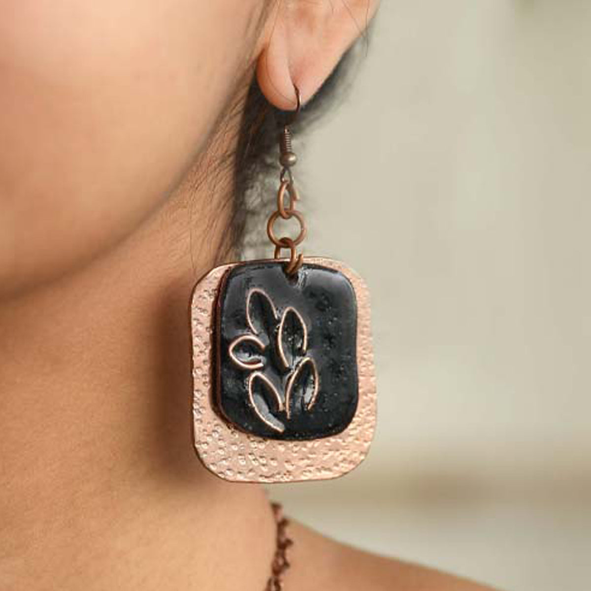 copper enamel earrings