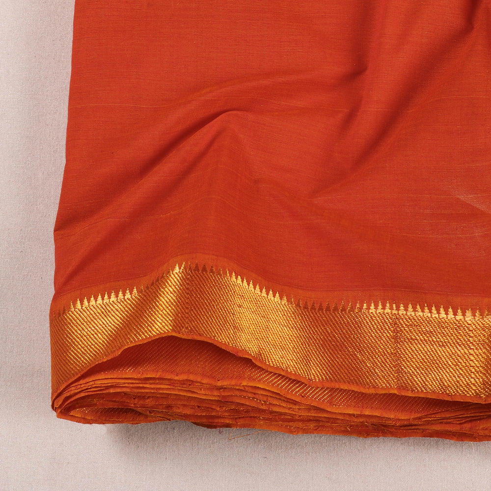 Orange - Original Mangalagiri Handloom Cotton  Zari Border Fabric