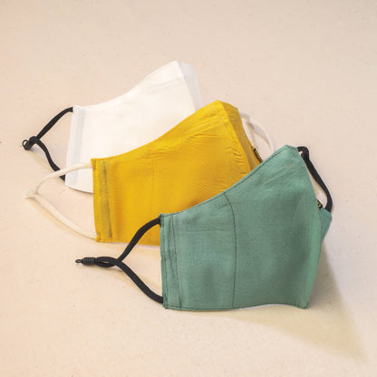 Set of 3 - Assorted Plain Herb Pocket Cotton Snug Fit Face Cover (3 Layer)