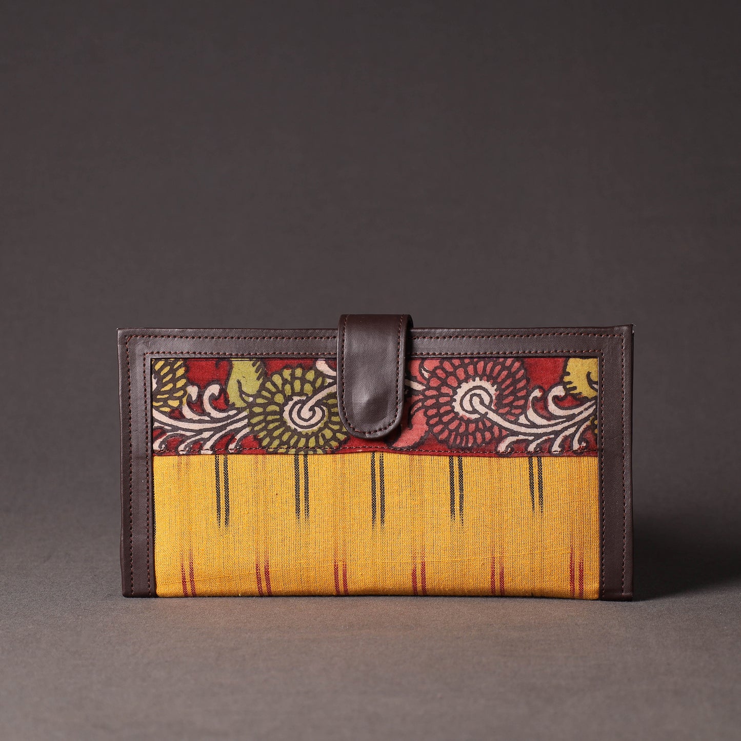 Yellow Handpainted Kalamkari Natural Dyed Cotton Clutch